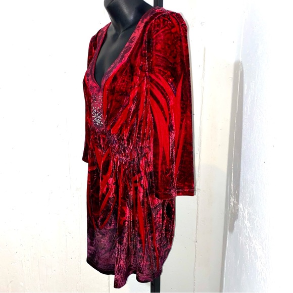 Apt. 9 Velvet Red & Black Blouse Size 1X - Picture 4 of 8